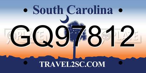 GQ97812 South Carolina License Plate