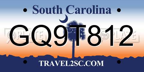 GQ9T812 South Carolina License Plate