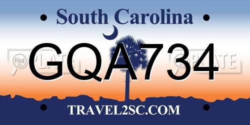 GQA734 South Carolina License Plate