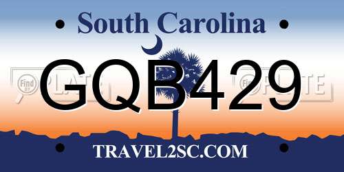 GQB429 South Carolina License Plate