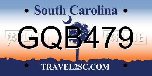 GQB479 South Carolina License Plate