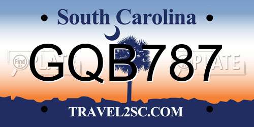 GQB787 South Carolina License Plate