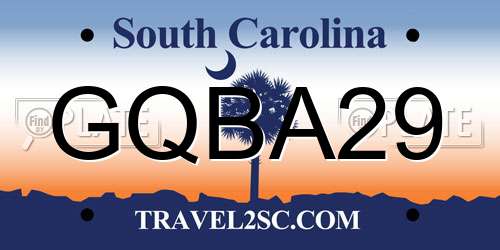 GQBA29 South Carolina License Plate