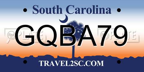 GQBA79 South Carolina License Plate