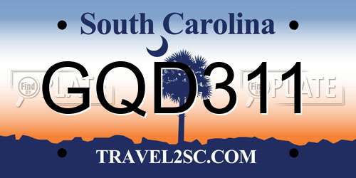 GQD311 South Carolina License Plate