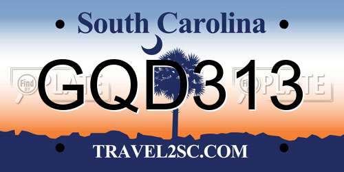GQD313 South Carolina License Plate