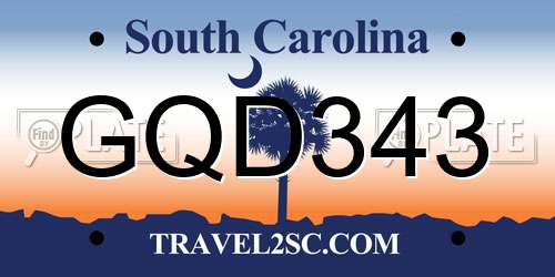 GQD343 South Carolina License Plate