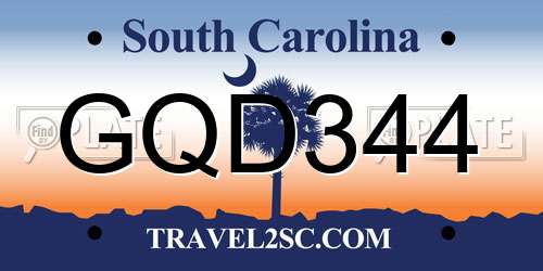 GQD344 South Carolina License Plate