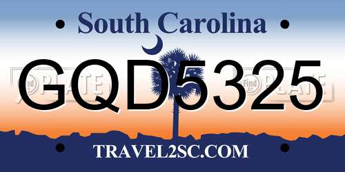 GQD5325 South Carolina License Plate