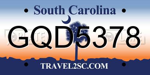 GQD5378 South Carolina License Plate