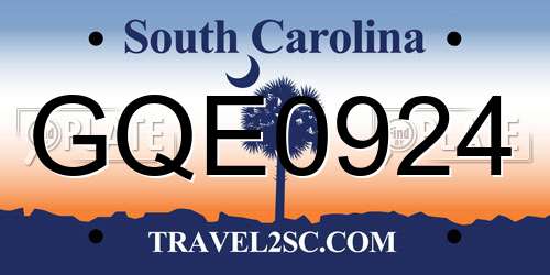 GQE0924 South Carolina License Plate