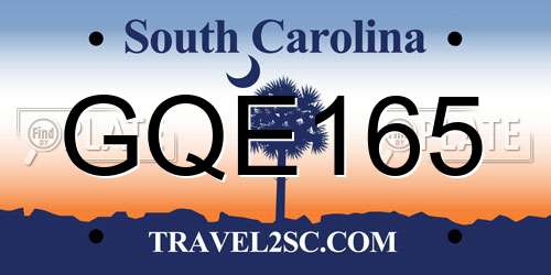 GQE165 South Carolina License Plate