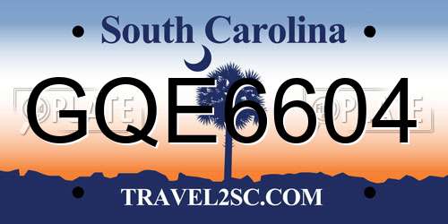 GQE6604 South Carolina License Plate