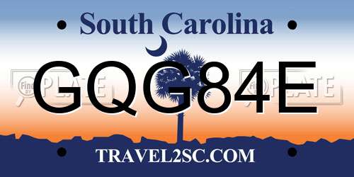GQG84E South Carolina License Plate