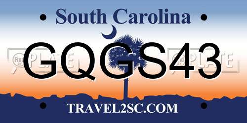 GQGS43 South Carolina License Plate