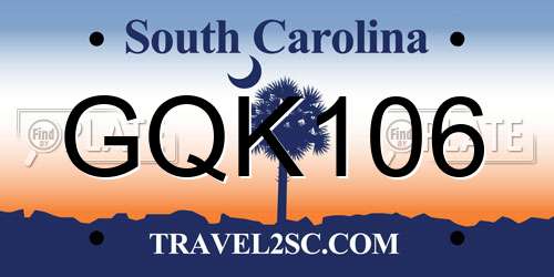 GQK106 South Carolina License Plate
