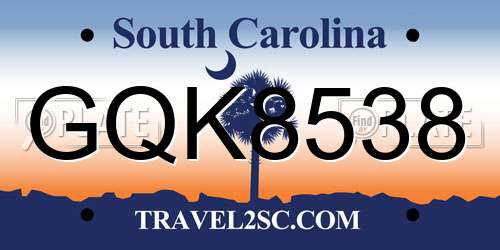 GQK8538 South Carolina License Plate