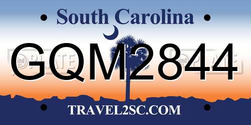 GQM2844 South Carolina License Plate
