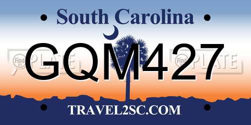 GQM427 South Carolina License Plate