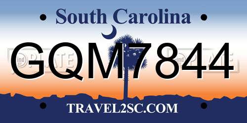 GQM7844 South Carolina License Plate