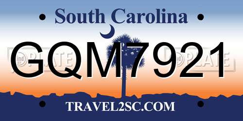 GQM7921 South Carolina License Plate