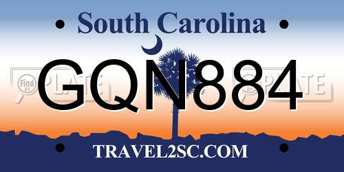 GQN884 South Carolina License Plate