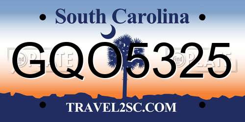 GQO5325 South Carolina License Plate