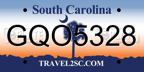 GQO5328 South Carolina License Plate