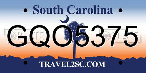 GQO5375 South Carolina License Plate