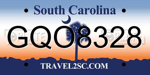 GQO8328 South Carolina License Plate