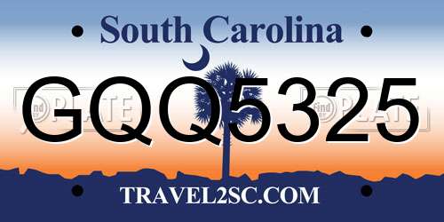GQQ5325 South Carolina License Plate