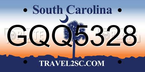 GQQ5328 South Carolina License Plate