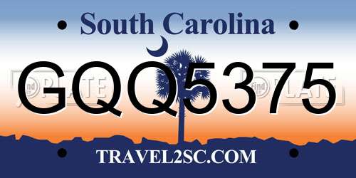 GQQ5375 South Carolina License Plate