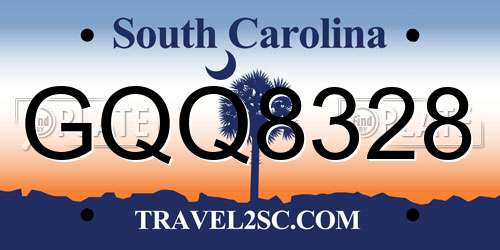 GQQ8328 South Carolina License Plate