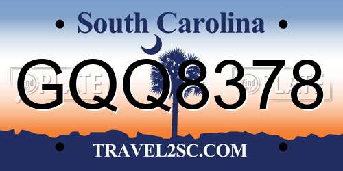 GQQ8378 South Carolina License Plate