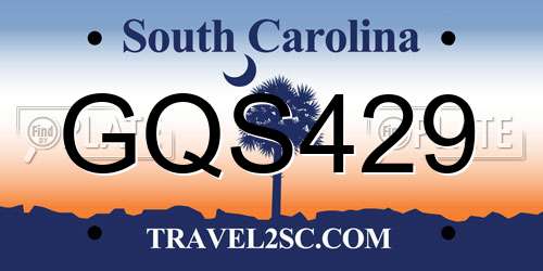 GQS429 South Carolina License Plate