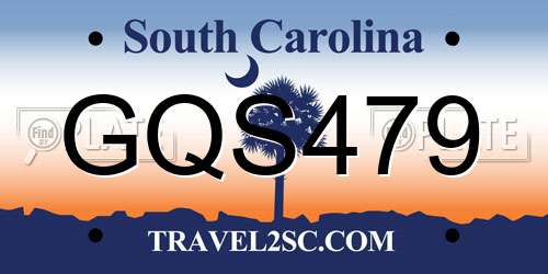 GQS479 South Carolina License Plate