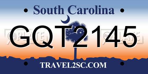 GQT2145 South Carolina License Plate