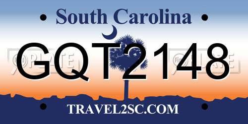 GQT2148 South Carolina License Plate