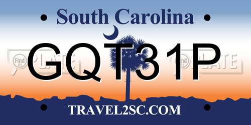 GQT31P South Carolina License Plate