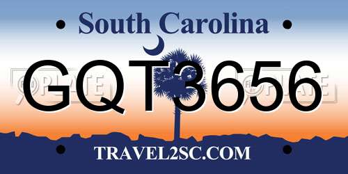 GQT3656 South Carolina License Plate