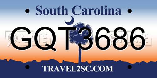 GQT3686 South Carolina License Plate