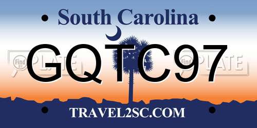 GQTC97 South Carolina License Plate