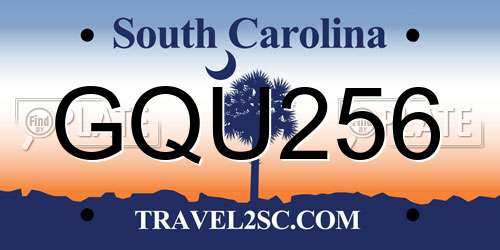 GQU256 South Carolina License Plate