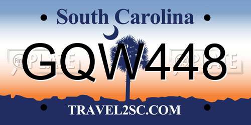 GQW448 South Carolina License Plate
