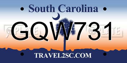 GQW731 South Carolina License Plate