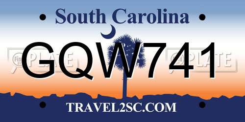 GQW741 South Carolina License Plate