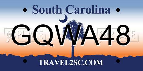 GQWA48 South Carolina License Plate