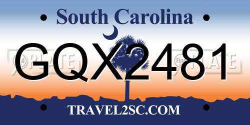 GQX2481 South Carolina License Plate