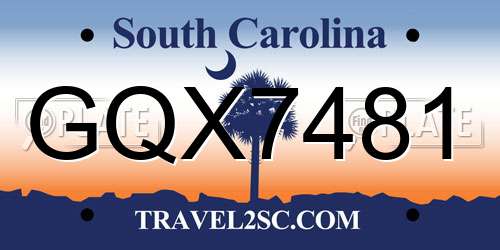 GQX7481 South Carolina License Plate